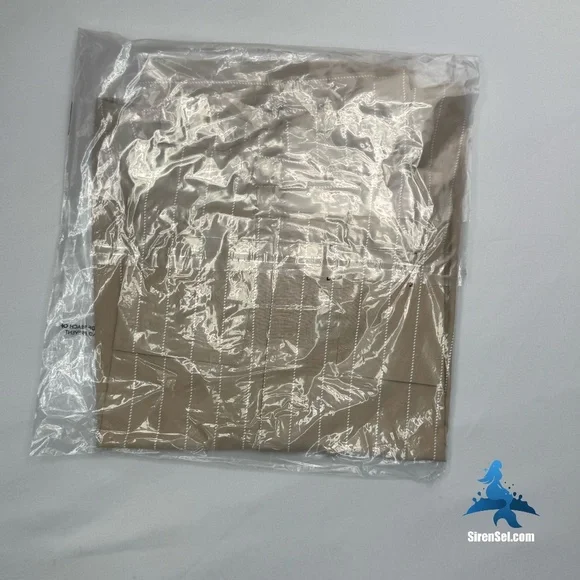 1096 NWT PrettyLittleThing Poplin Pinstripe Cropped LS Shirt - Stone - Size 8 - Picture 8 of 10